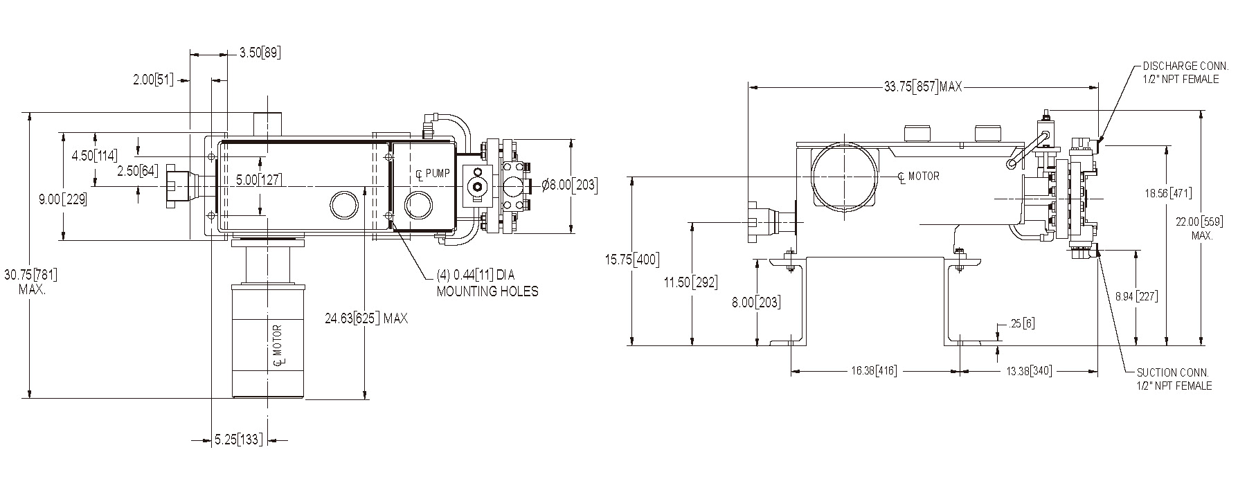 Milroyal B系列高性能液壓隔膜計(jì)量泵外形圖